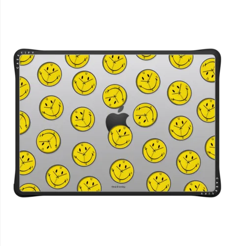 Time To Smiley Pattern Laptop Case | MacBook Pro 14-inch (M1 - M5) / MacBook Impact Case / Black | Image 2
