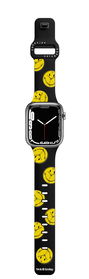 Time to Smile Pattern Watch Band | Apple Watch Series 7-9 (45mm) / Impact Band / Black | Image 1