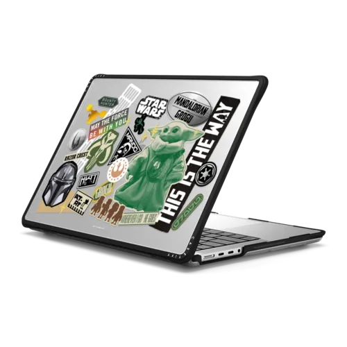 The Mandalorian and Grogu Stickermania Laptop Case | MacBook Pro 14-inch (M1 - M5) / MacBook Impact Case / Black | Image 1