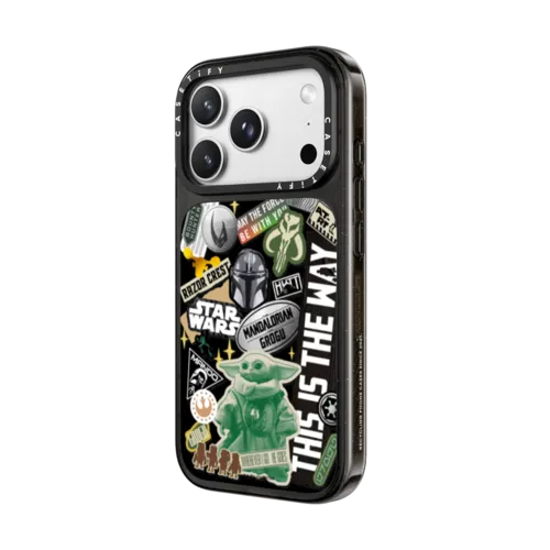 The Mandalorian™ and Grogu Stickermania Case | iPhone 18 Pro Max / Impact Case MagSafe Compatible - Glossy / Glossy Black | Image 2