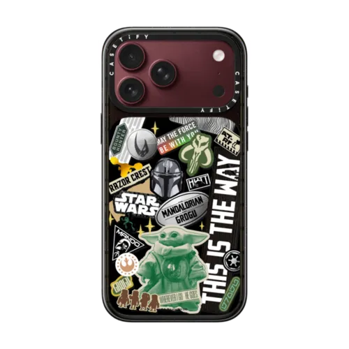 The Mandalorian™ and Grogu Stickermania Case | iPhone 18 Pro Max / Impact Case MagSafe Compatible - Glossy / Glossy Black | Image 1