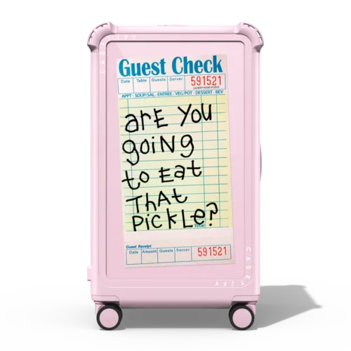 Are You Going to Eat That Pickle | 29" Check-In Trunk Suitcase / Bounce Suitcase / Glossy Primrose Pink | Image 1