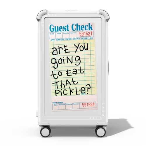 Are You Going to Eat That Pickle | 29" Check-In Trunk Suitcase / Bounce Suitcase / Glossy Cloud White | Image 1