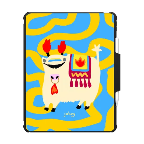 Hide and Seek Yak | iPad Pro 13-inch (M4/M5) / iPad Impact Folio Case / Black | Image 1