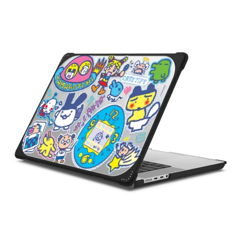 Tamagotchi Stickermania Laptop Case | MacBook Pro 16-inch (M1 - M5) / MacBook Bounce Case / Black | Image 1