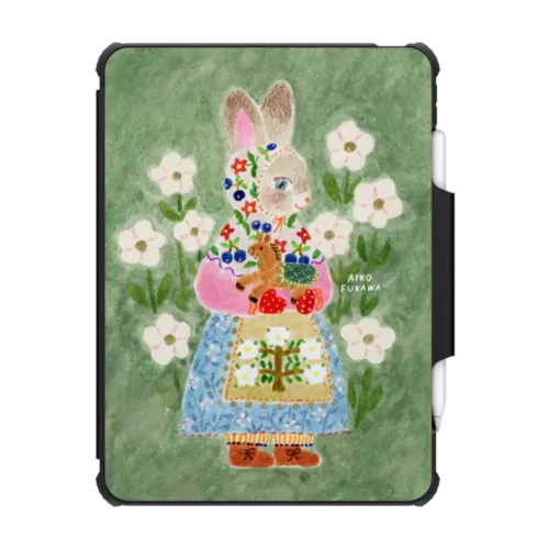 Rabbit Hug | iPad Air (4th/5th gen) / iPad Impact Folio Case / Black | Image 1