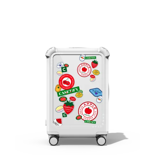 Fruit Labels | 21" Carry-On Suitcase / Bounce Suitcase / Glossy Cloud White | Image 1