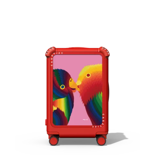 Love Birds | 21" Carry-On Suitcase / Bounce Suitcase / Cherry Red | Image 1