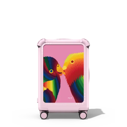 Love Birds | 21" Carry-On Suitcase / Bounce Suitcase / Glossy Primrose Pink | Image 1