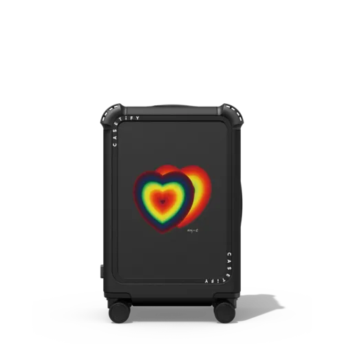 Two Hearts | 21" Carry-On Suitcase / Bounce Suitcase / Matte Black | Image 1