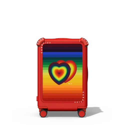 Hearts on Rainbow | 21" Carry-On Suitcase / Bounce Suitcase / Cherry Red | Image 1