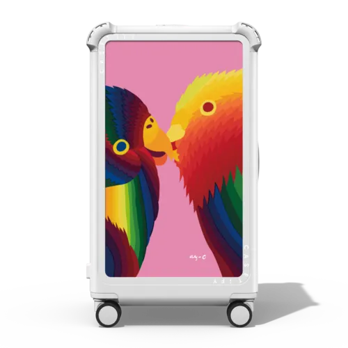 Love Birds | 29" Check-In Trunk Suitcase / Bounce Suitcase / Glossy Cloud White | Image 1