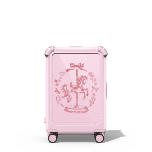 The Royal Carousel | 21" Carry-On Suitcase / Bounce Suitcase / Glossy Primrose Pink | Image 1