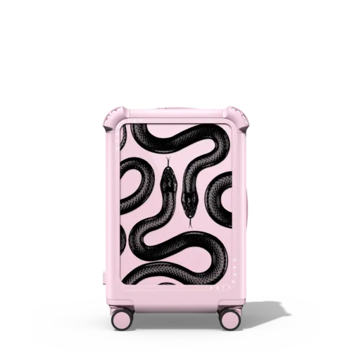 Black Kingsnake | 21" Carry-On Suitcase / Bounce Suitcase / Glossy Primrose Pink | Image 1