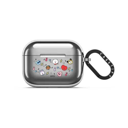 BT21 Pattern Earbuds Case | AirPods Pro 3 / Earbuds Mirror Case / Silver | Image 1