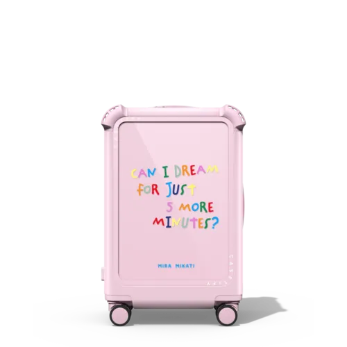 Can I Dream For 5 More Minutes? | 21" Carry-On Suitcase / Bounce Suitcase / Glossy Primrose Pink | Image 1
