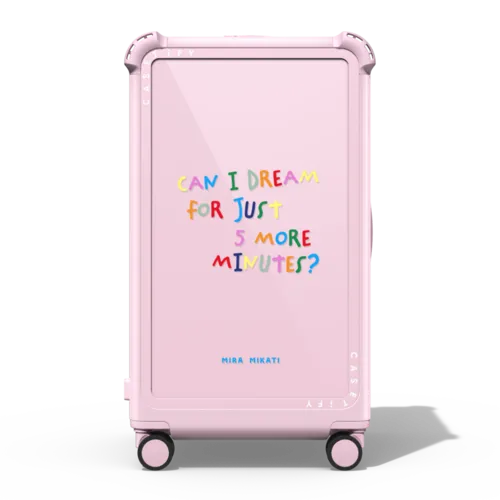 Can I Dream For 5 More Minutes? | 29" Check-In Trunk Suitcase / Bounce Suitcase / Glossy Primrose Pink | Image 1