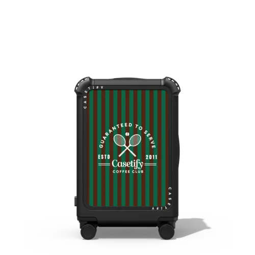 Coffee Club with strips CARRY-ON SUITCASE | 21" Carry-On Suitcase / Bounce Suitcase / Matte Black | Image 1