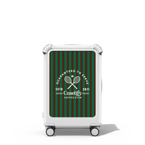Coffee Club with strips CARRY-ON SUITCASE | 21" Carry-On Suitcase / Bounce Suitcase / Glossy Cloud White | Image 1