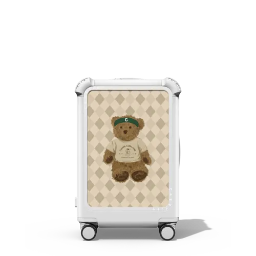 Sip and Serve Bear CARRY-ON SUITCASE | 21" Carry-On Suitcase / Bounce Suitcase / Glossy Cloud White | Image 1