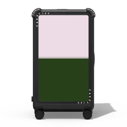 stripes pink and green CHECK-IN TRUNK SUITCASE | 29" Check-In Trunk Suitcase / Bounce Suitcase / Matte Black | Image 1