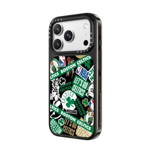 Boston Celtics Sticker Mania Phone Case | iPhone 18 Pro Max / Impact Case MagSafe Compatible - Glossy / Glossy Black | Image 2