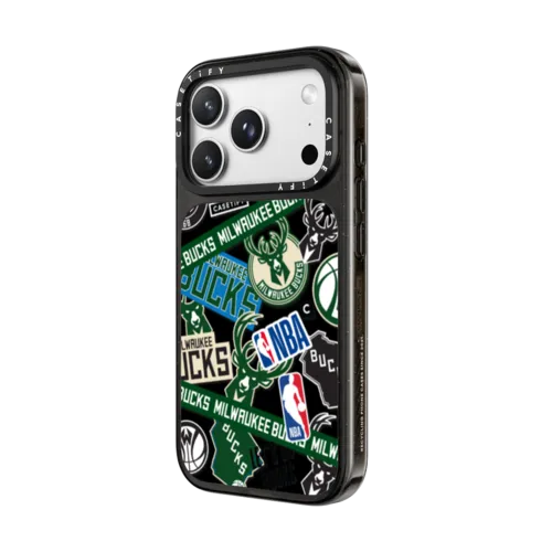 Milwaukee Bucks Sticker Mania Phone Case | iPhone 18 Pro Max / Impact Case MagSafe Compatible - Glossy / Glossy Black | Image 2