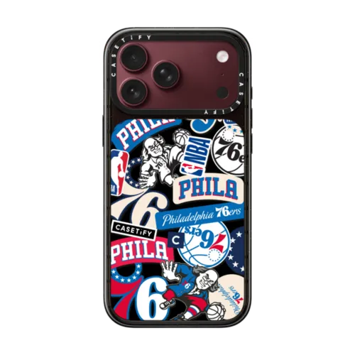 Philadelphia 76ers Sticker Mania Phone Case | iPhone 18 Pro Max / Impact Case MagSafe Compatible - Glossy / Glossy Black | Image 1