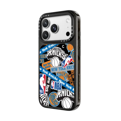 New York Knicks Sticker Mania Phone Case | iPhone 18 Pro Max / Impact Case MagSafe Compatible - Glossy / Glossy Black | Image 2