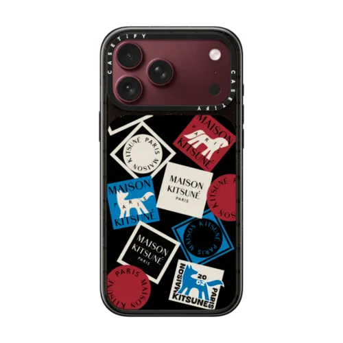 Maison Kitsune Art Gallery Fox Sticker Case | iPhone 18 Pro Max / Impact Case MagSafe Compatible - Glossy / Glossy Black | Image 1