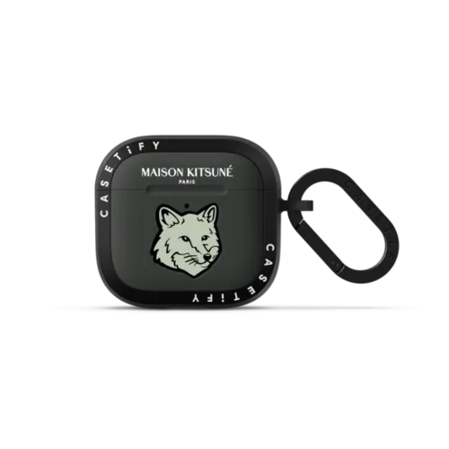 Maison Kitsuné Soft Mint Fox Head Earbuds Case | AirPods 4 & 5 / Earbuds Bounce Case / Charcoal | Image 1