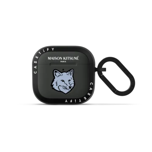 Maison Kitsuné Pure Blue Fox Head Earbuds Case | AirPods 4 & 5 / Earbuds Bounce Case / Charcoal | Image 1