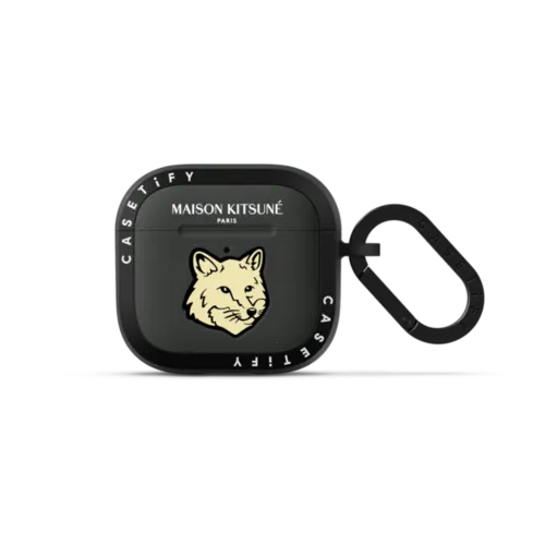 Maison Kitsuné Pastel Yellow Fox Head Earbuds Case | AirPods 4 & 5 / Earbuds Bounce Case / Charcoal | Image 1