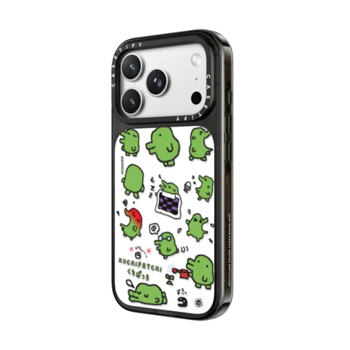 Tamagotchi Kuchipatchi Medley Pattern Case | iPhone 18 Pro Max / Impact Case MagSafe Compatible - Glossy / Glossy Black | Image 2