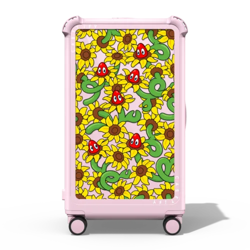 Lobster Sunflower Pattern | 29" Check-In Trunk Suitcase / Bounce Suitcase / Glossy Primrose Pink | Image 1