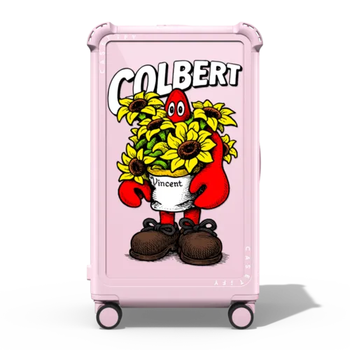 Lobster Sunflower | 29" Check-In Trunk Suitcase / Bounce Suitcase / Glossy Primrose Pink | Image 1