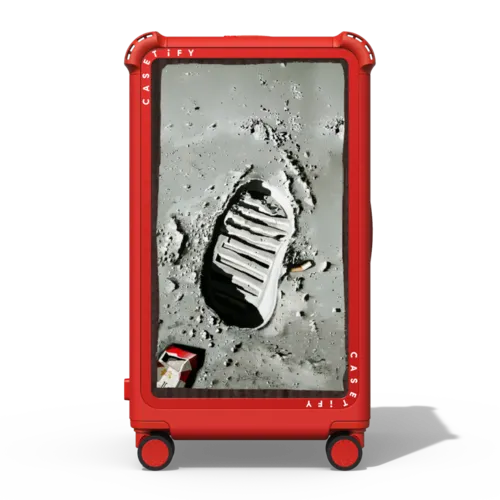 Moon Lands On Man | 29" Check-In Trunk Suitcase / Bounce Suitcase / Cherry Red | Image 1