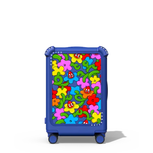 Lobster Flower Pattern | 21" Carry-On Suitcase / Bounce Suitcase / Cobalt Blue | Image 1