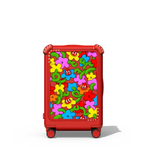 Lobster Flower Pattern | 21" Carry-On Suitcase / Bounce Suitcase / Cherry Red | Image 1