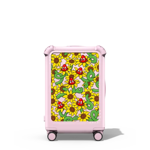 Lobster Sunflower Pattern | 21" Carry-On Suitcase / Bounce Suitcase / Glossy Primrose Pink | Image 1