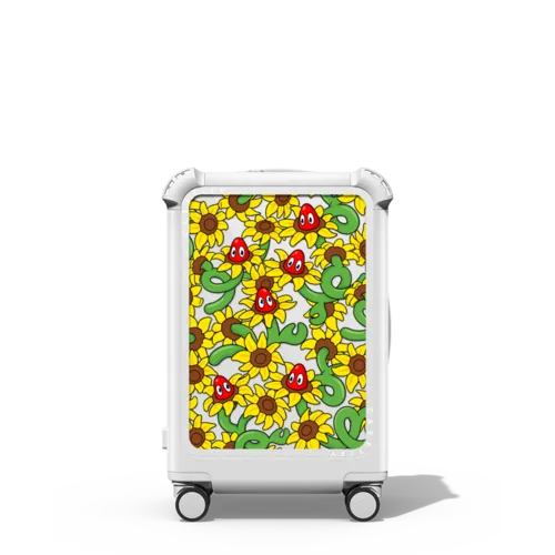 Lobster Sunflower Pattern | 21" Carry-On Suitcase / Bounce Suitcase / Glossy Cloud White | Image 1