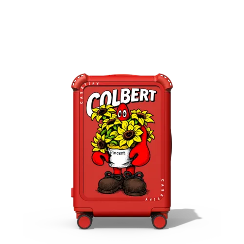 Lobster Sunflower | 21" Carry-On Suitcase / Bounce Suitcase / Cherry Red | Image 1