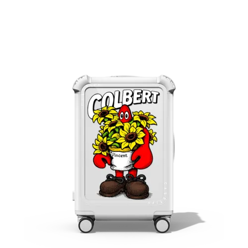 Lobster Sunflower | 21" Carry-On Suitcase / Bounce Suitcase / Glossy Cloud White | Image 1