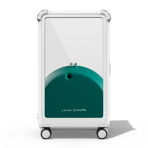 Squeeze n Roll 2 - Green | 29" Check-In Trunk Suitcase / Bounce Suitcase / Glossy Cloud White | Image 1