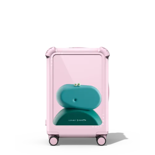 Squeeze n Roll 1 - Green | 21" Carry-On Suitcase / Bounce Suitcase / Glossy Primrose Pink | Image 1