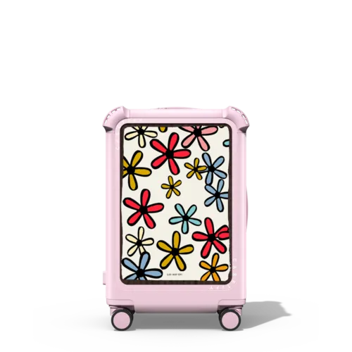Flowers | 21" Carry-On Suitcase / Bounce Suitcase / Glossy Primrose Pink | Image 1