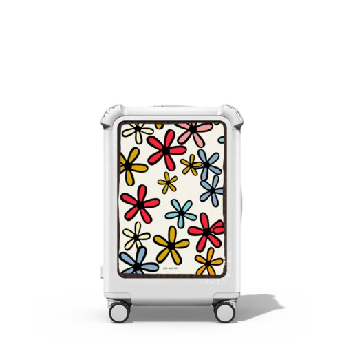 Flowers | 21" Carry-On Suitcase / Bounce Suitcase / Glossy Cloud White | Image 1