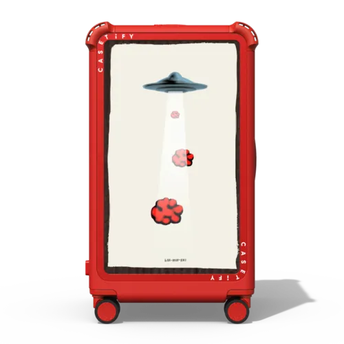 UFO vs Clouds | 29" Check-In Trunk Suitcase / Bounce Suitcase / Cherry Red | Image 1