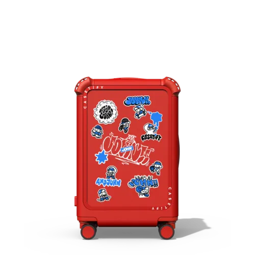Mini JOHN (Sticker Mania) | 21" Carry-On Suitcase / Bounce Suitcase / Cherry Red | Image 1