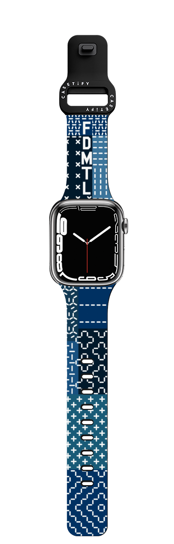 Block Sashiko Watch Band | Apple Watch Series 7-9 (45mm) / Impact Band / Black | Image 1